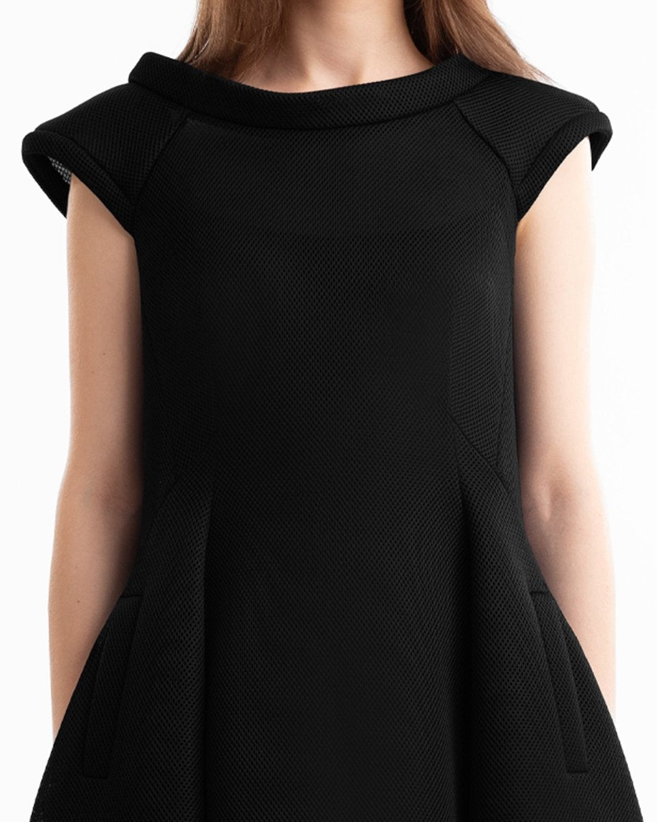 Sculpted Neckline Flared Dress - Gemy Maalouf