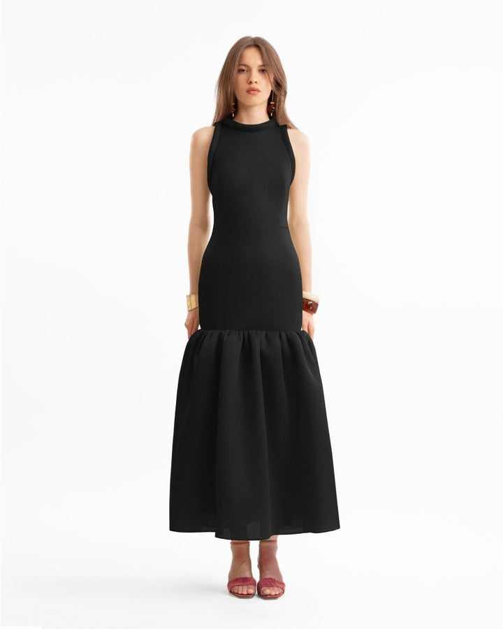 Banded Neckline Drop - Waist Dress - Gemy Maalouf