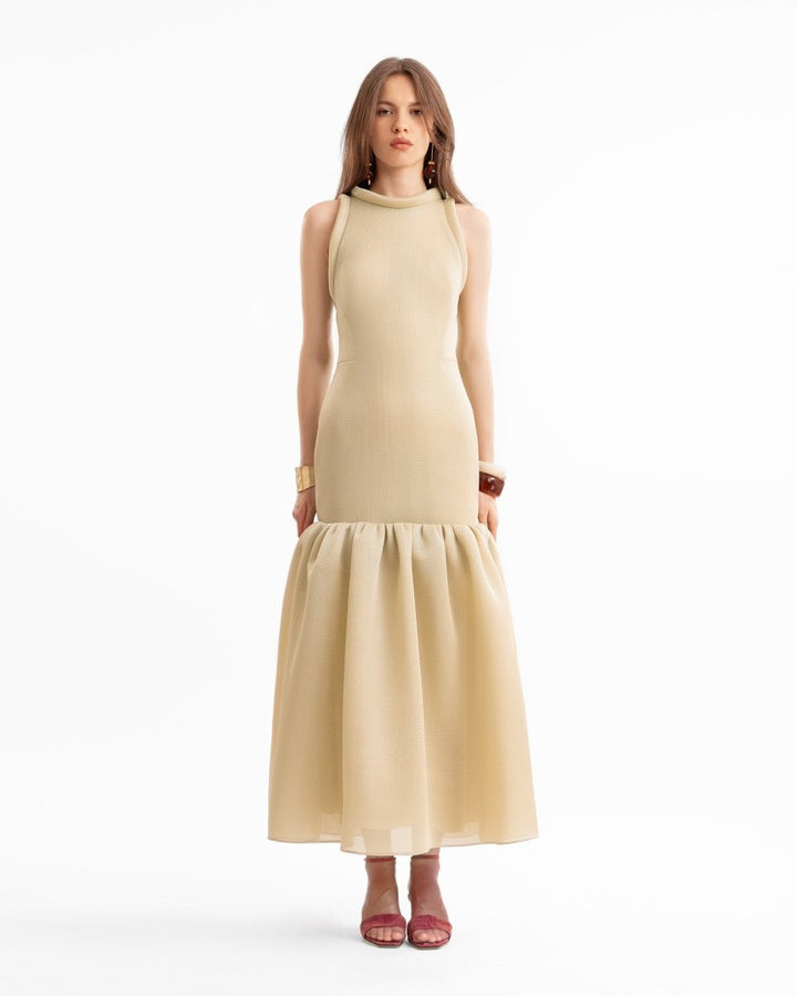 Banded Neckline Drop - Waist Dress - Gemy Maalouf