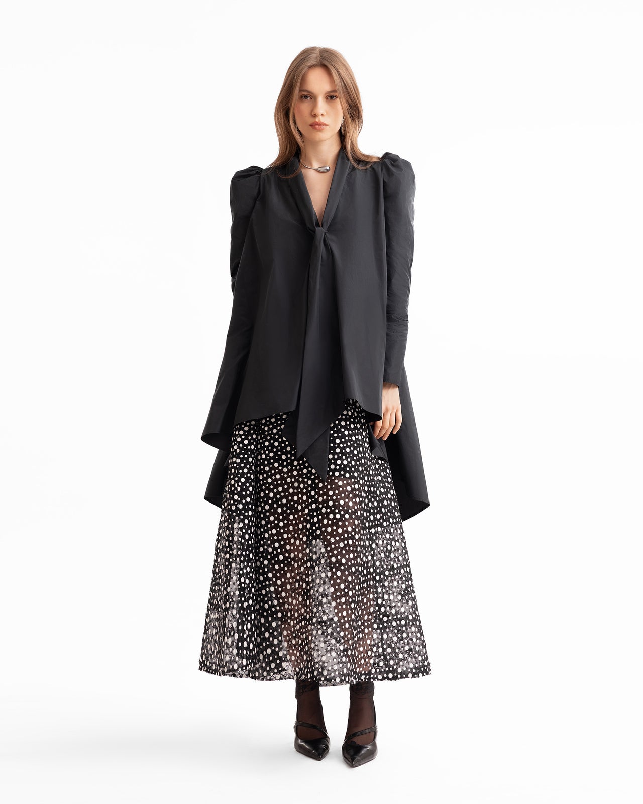 Front-Tie Top with Polka Dot Skirt