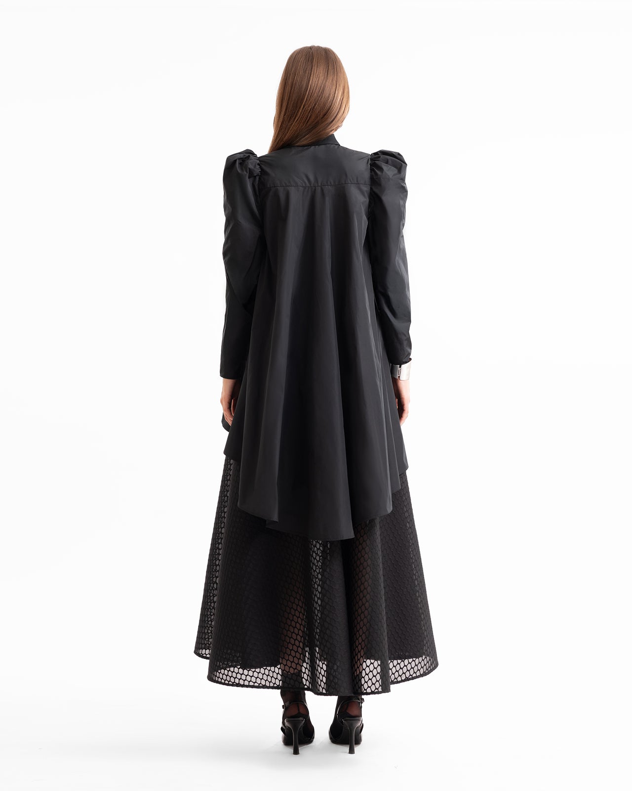 Front-Tie Top with Textured Flared Skirt