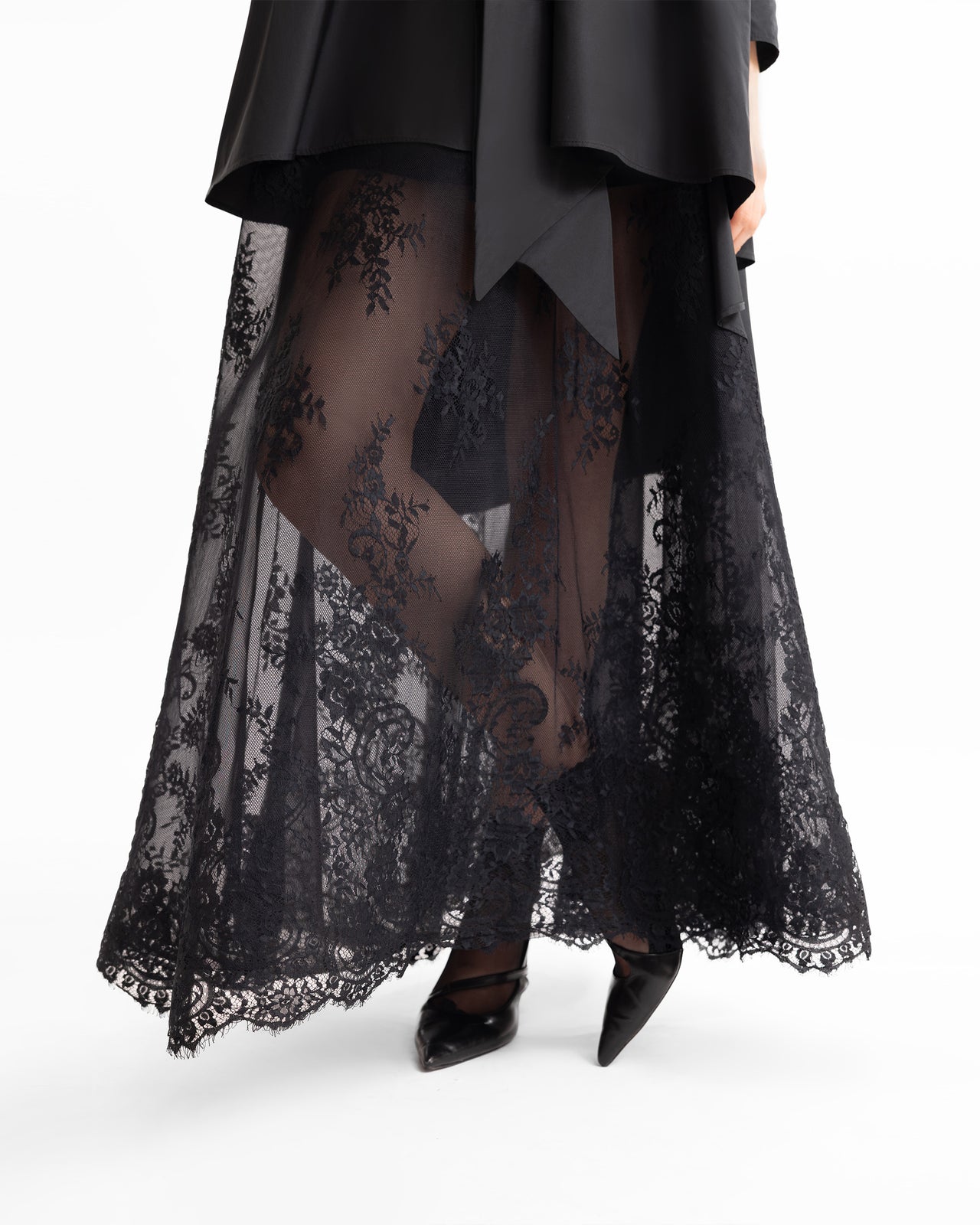 Front-Tie Top with Lace Skirt