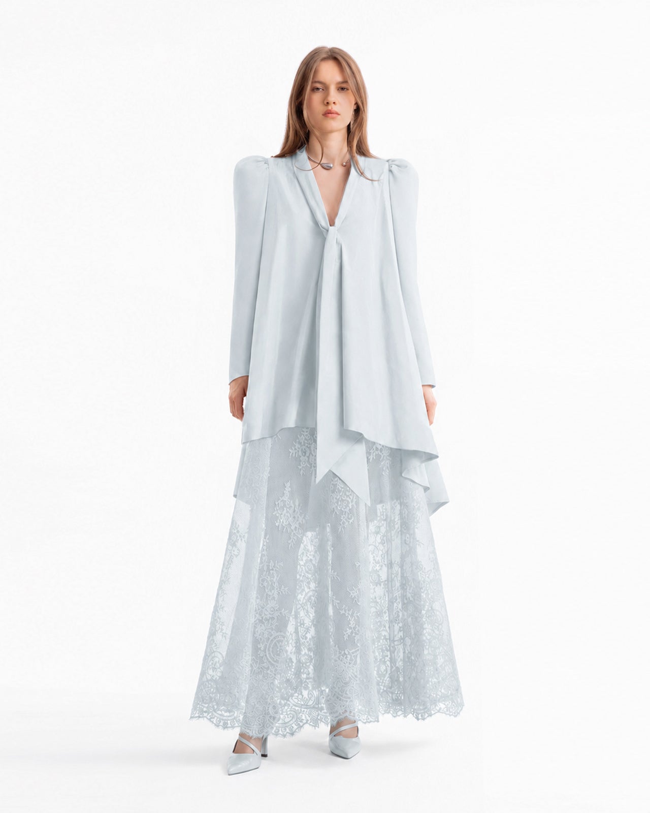Front-Tie Top with Lace Skirt