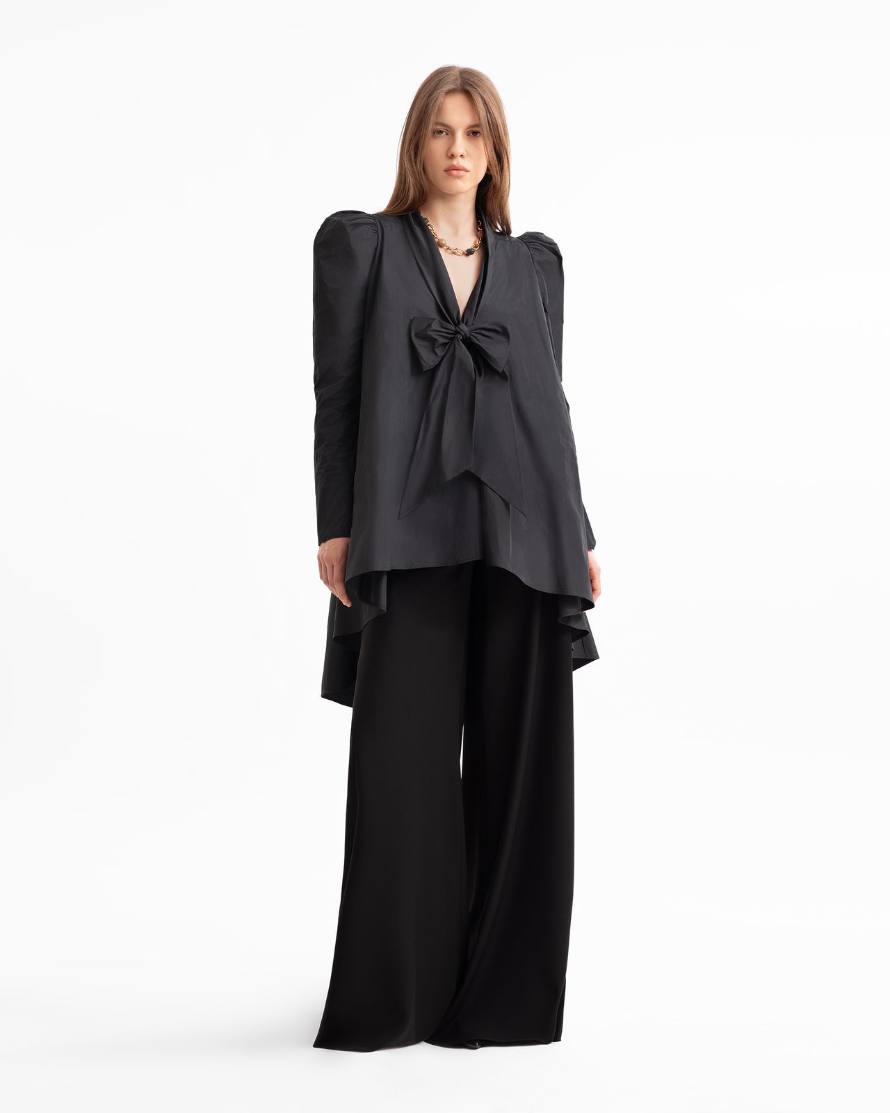 Front-Tie Top with Wide-Leg Pants