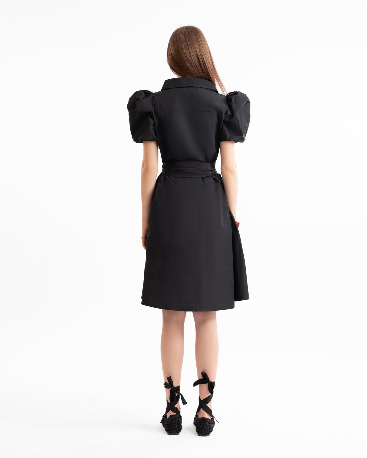 Short Shirt Dress with Puff Sleeves