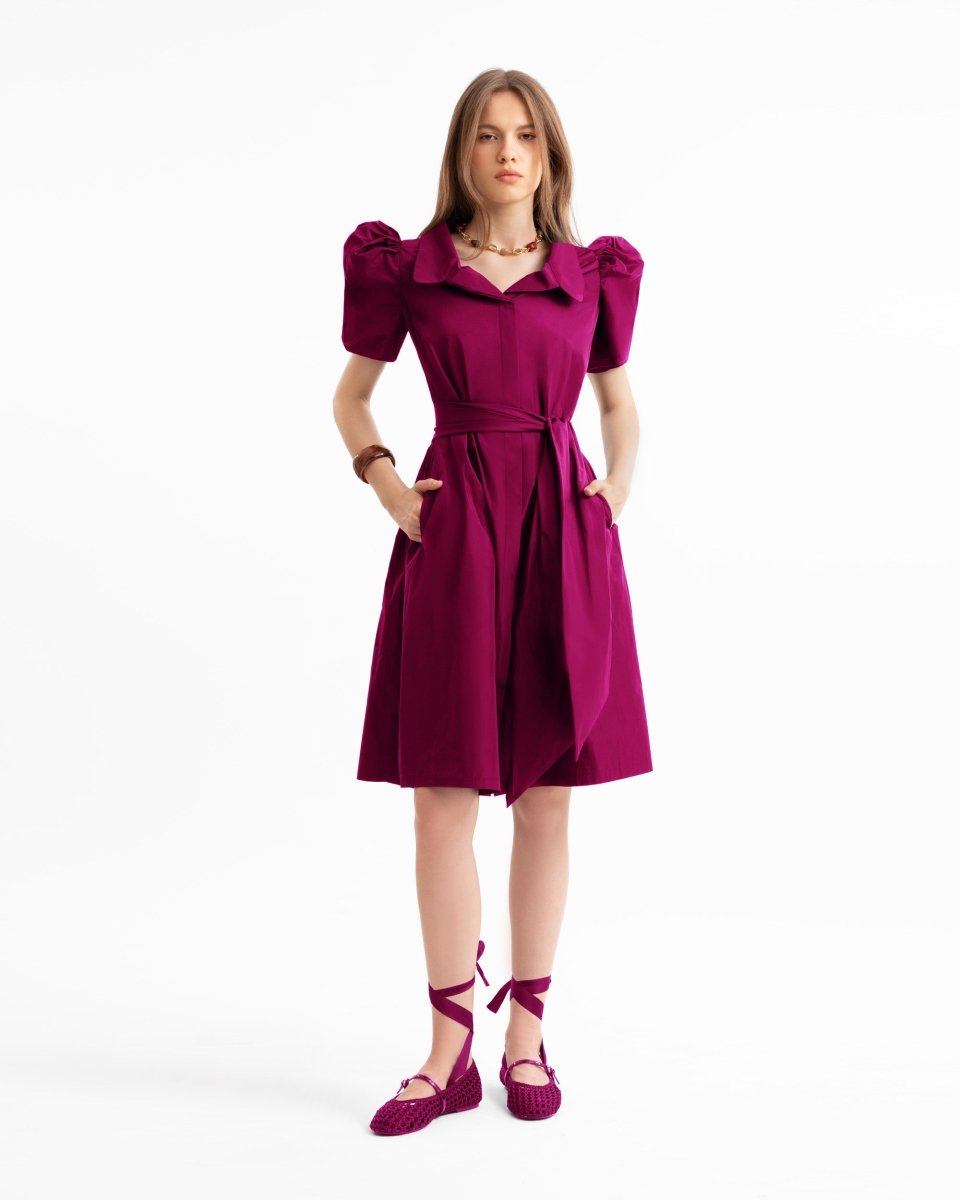Short Shirt Dress with Puff Sleeves