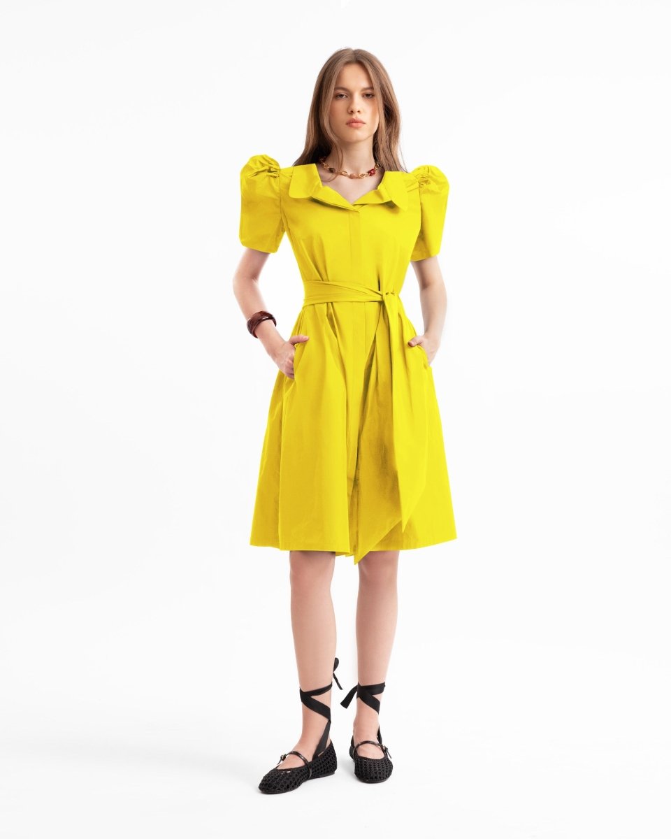 Short Shirt Dress with Puff Sleeves