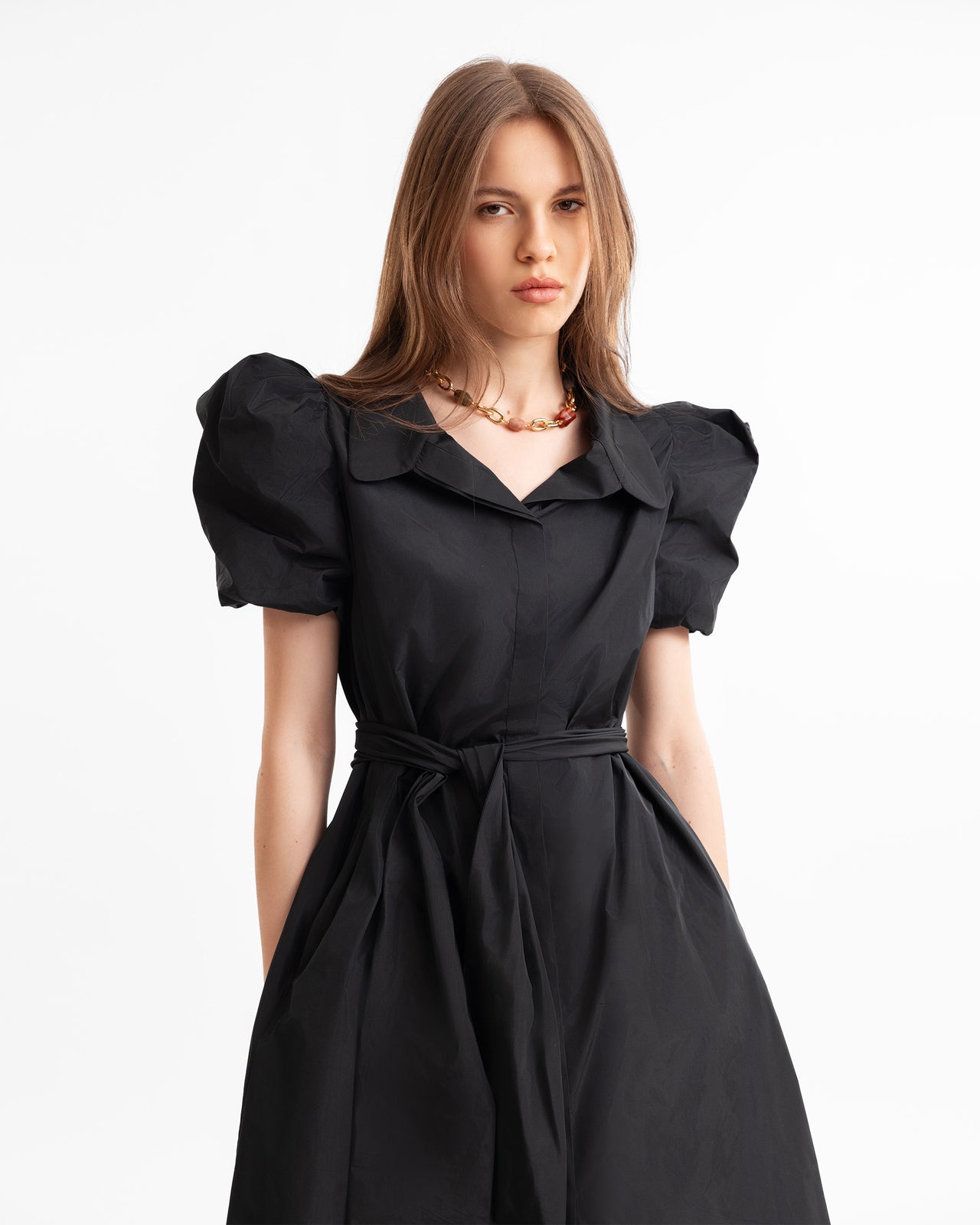 Short Shirt Dress with Puff Sleeves