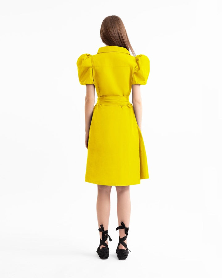 Short Shirt Dress with Puff Sleeves - Gemy Maalouf