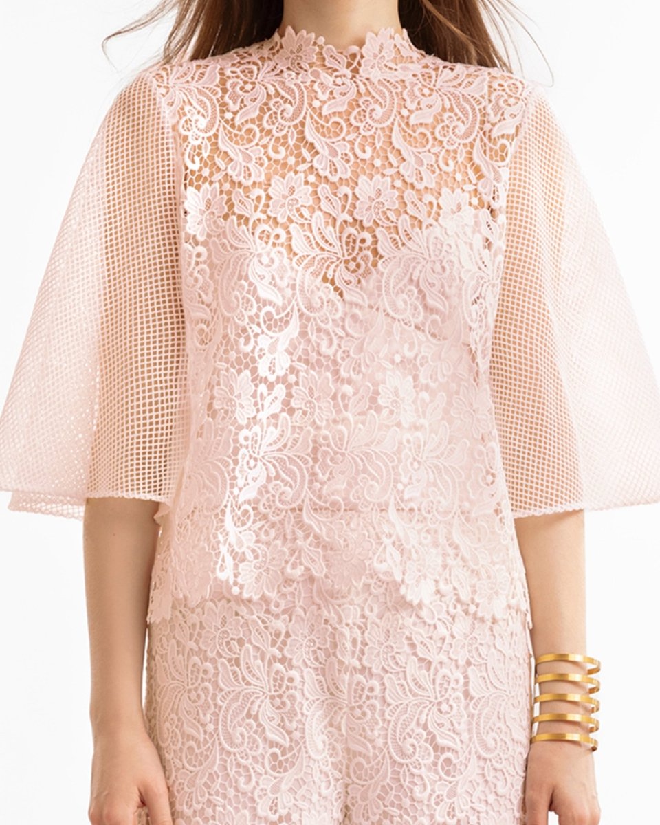 Guipure Top & Straight - Cut Pants - Gemy Maalouf