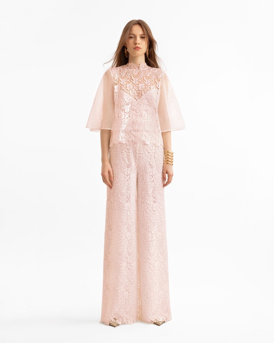 Guipure Top & Straight-Cut Pants