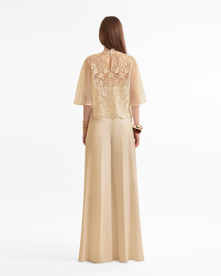 Guipure Top & Flared Pants - Gemy Maalouf