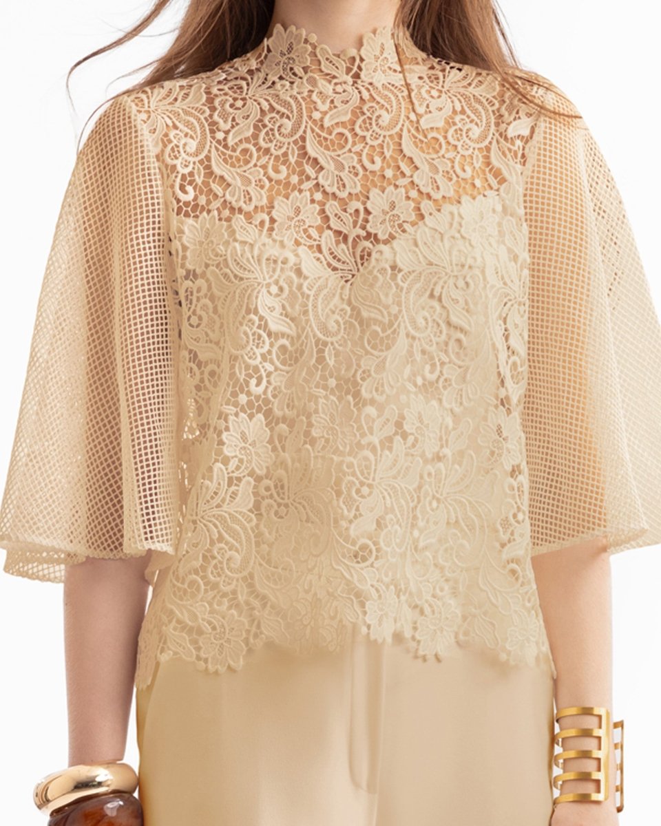 Guipure Top & Flared Pants - Gemy Maalouf