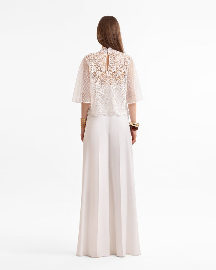 Guipure Top & Flared Pants - Gemy Maalouf