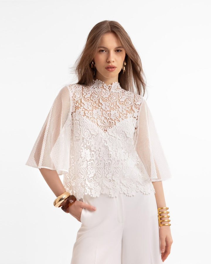 Guipure Top & Flared Pants - Gemy Maalouf