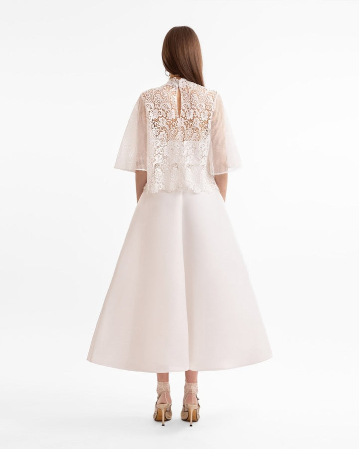 Guipure Top & Flared Midi Skirt - Gemy Maalouf