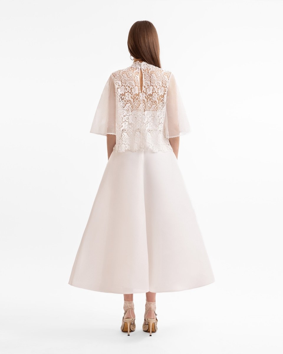 Guipure Top & Flared Midi Skirt - Gemy Maalouf