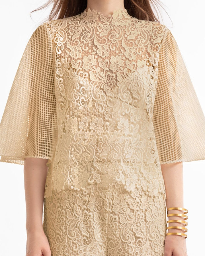 Guipure Top & Straight - Cut Pants - Gemy Maalouf