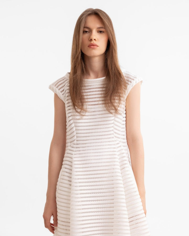 Striped Flared Short Dress - Gemy Maalouf