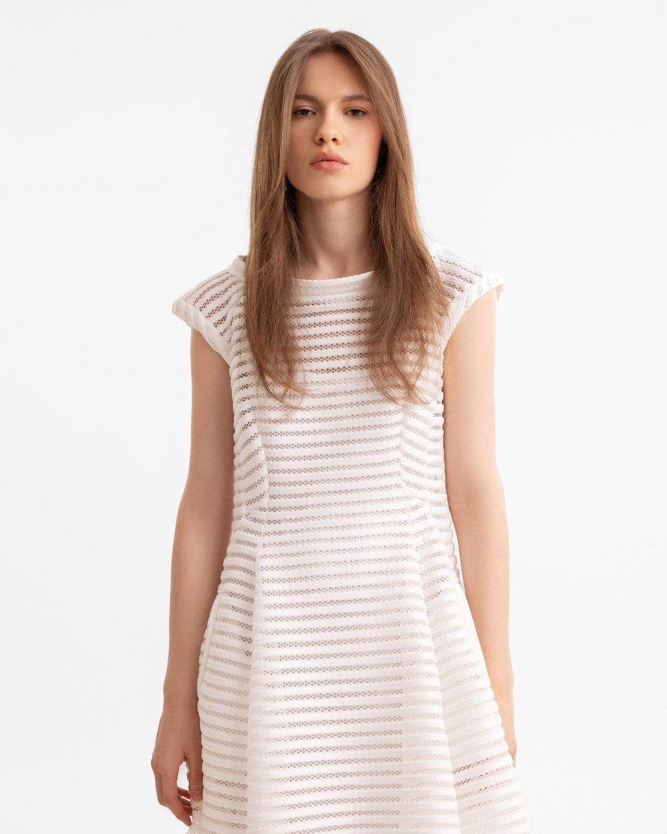 Striped Flared Short Dress - Gemy Maalouf