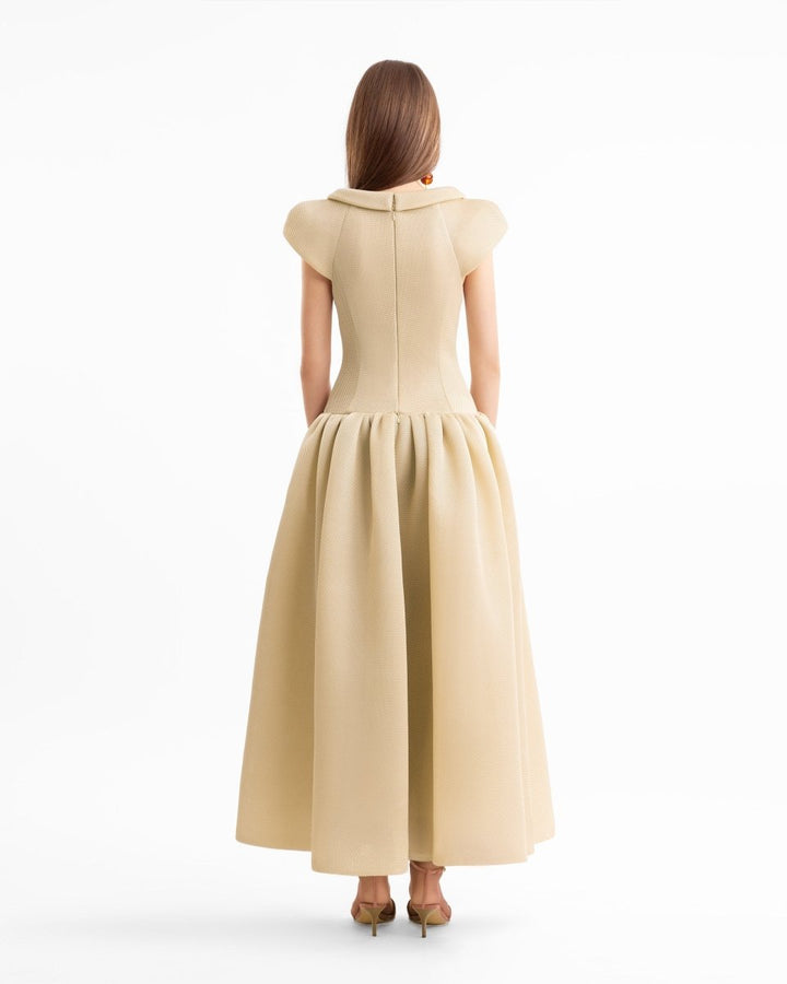 Sculpted Neckline Drop - Waist Dress - Gemy Maalouf