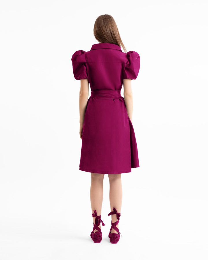 Short Shirt Dress with Puff Sleeves - Gemy Maalouf