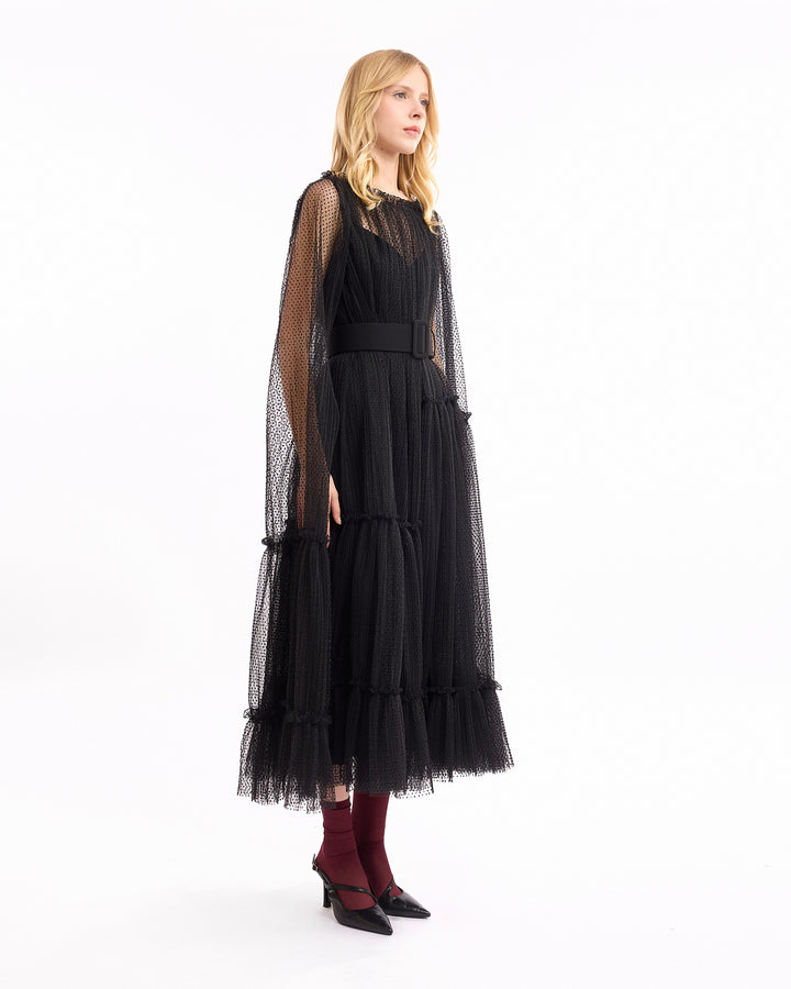 Dotted Tulle Midi Dress
