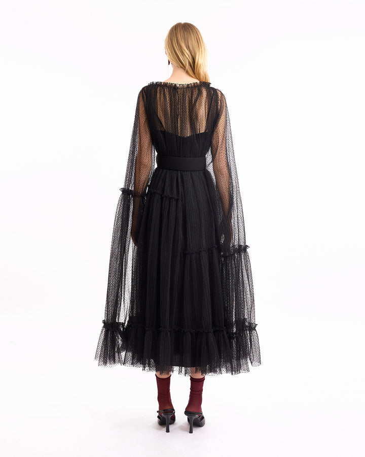 Dotted Tulle Midi Dress