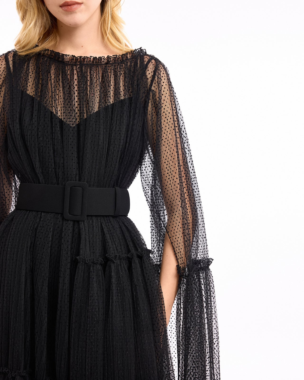 Dotted Tulle Midi Dress