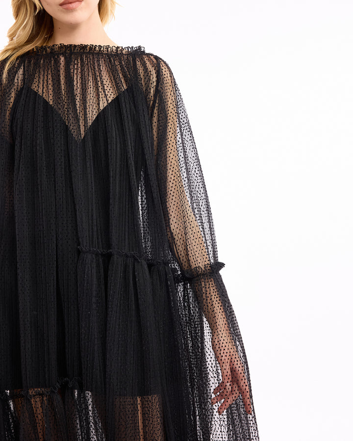 Dotted Tulle Midi Dress