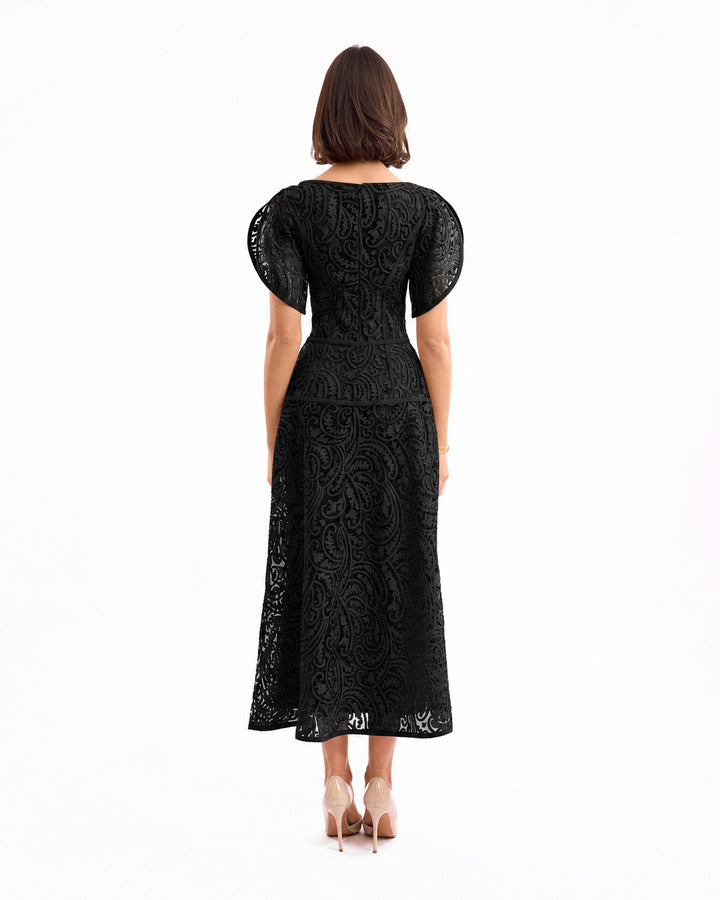 Midi Dress with Flutter Sleeves