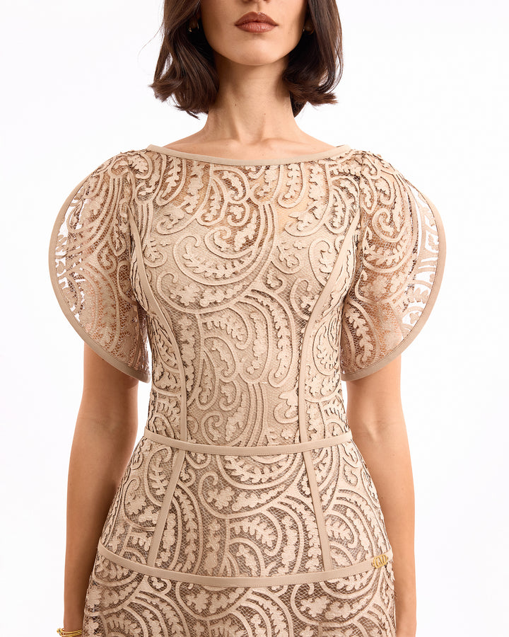 Midi Dress with Flutter Sleeves