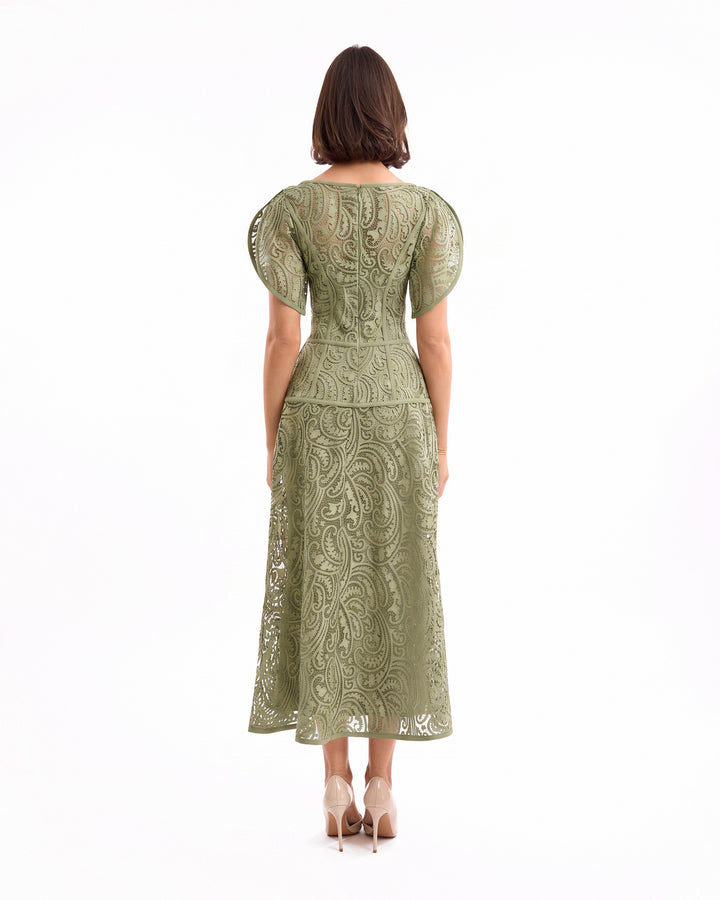 Midi Dress with Flutter Sleeves
