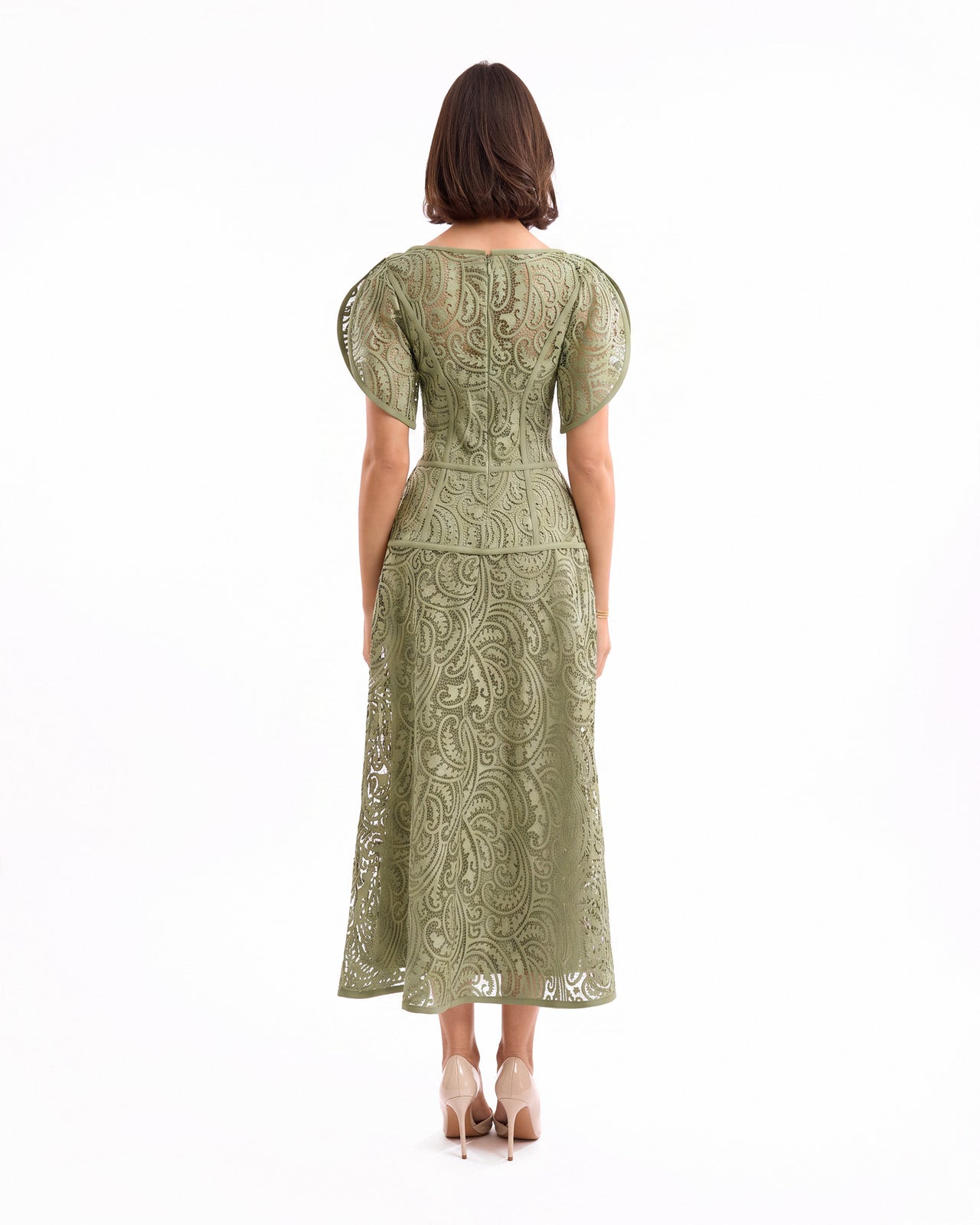 Midi Dress with Flutter Sleeves