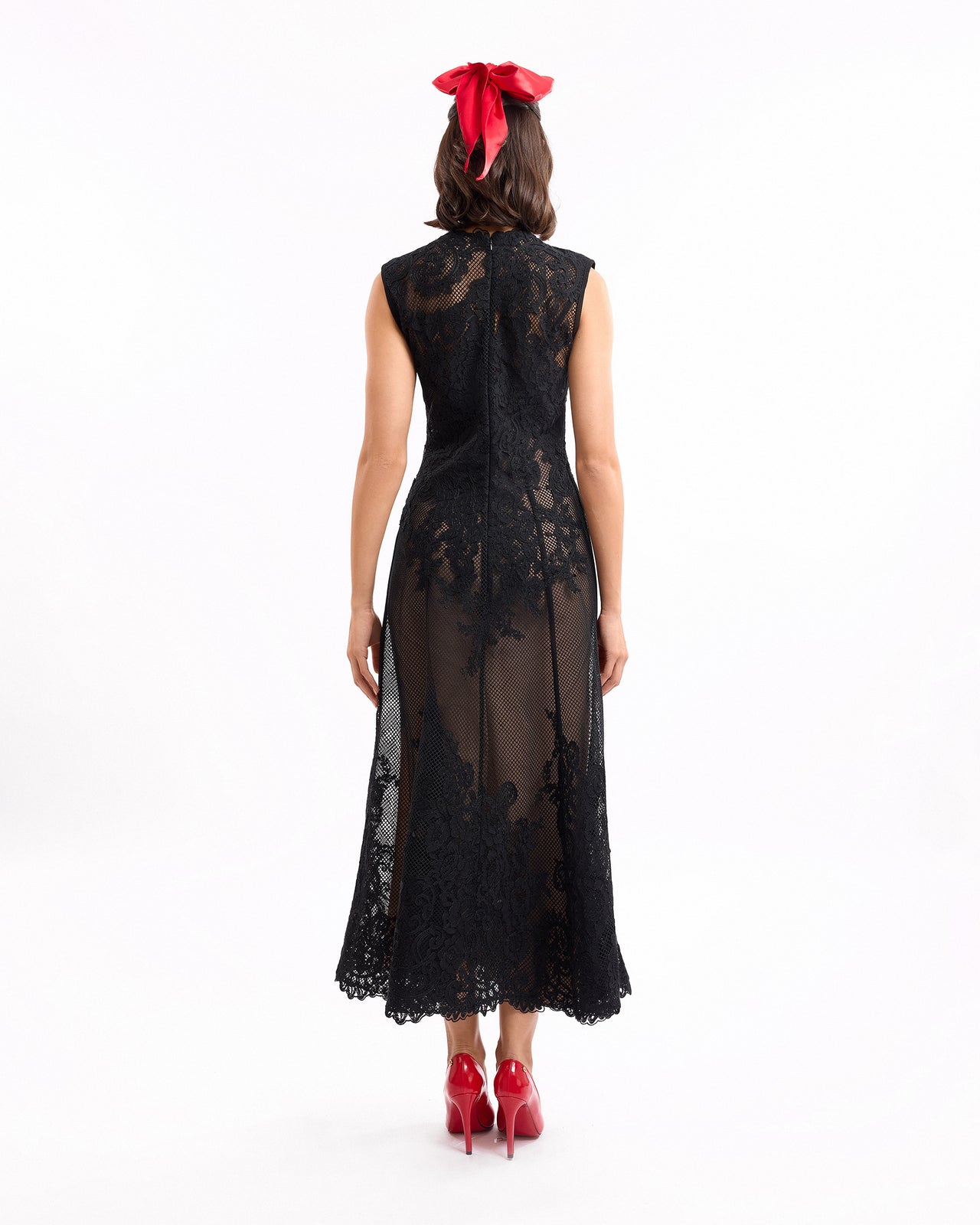 Embroidered Sleeveless Midi Dress