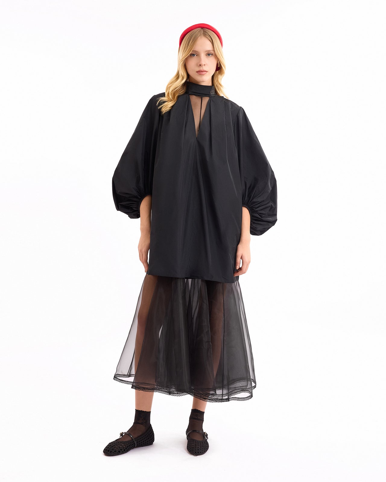 Layered V-Neck Puff Dress