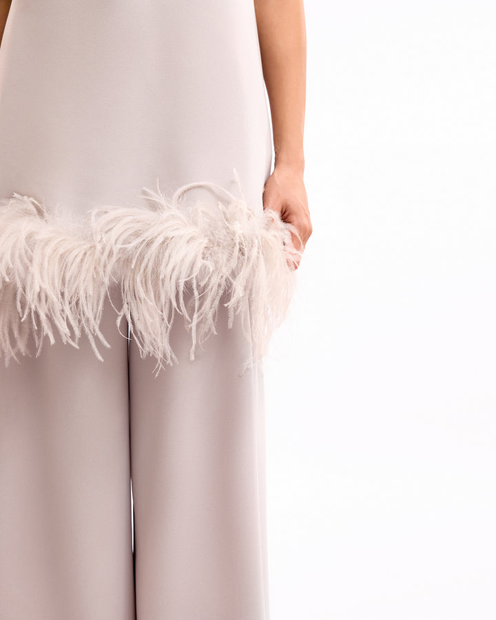 Embroidered Short Dress with Trousers