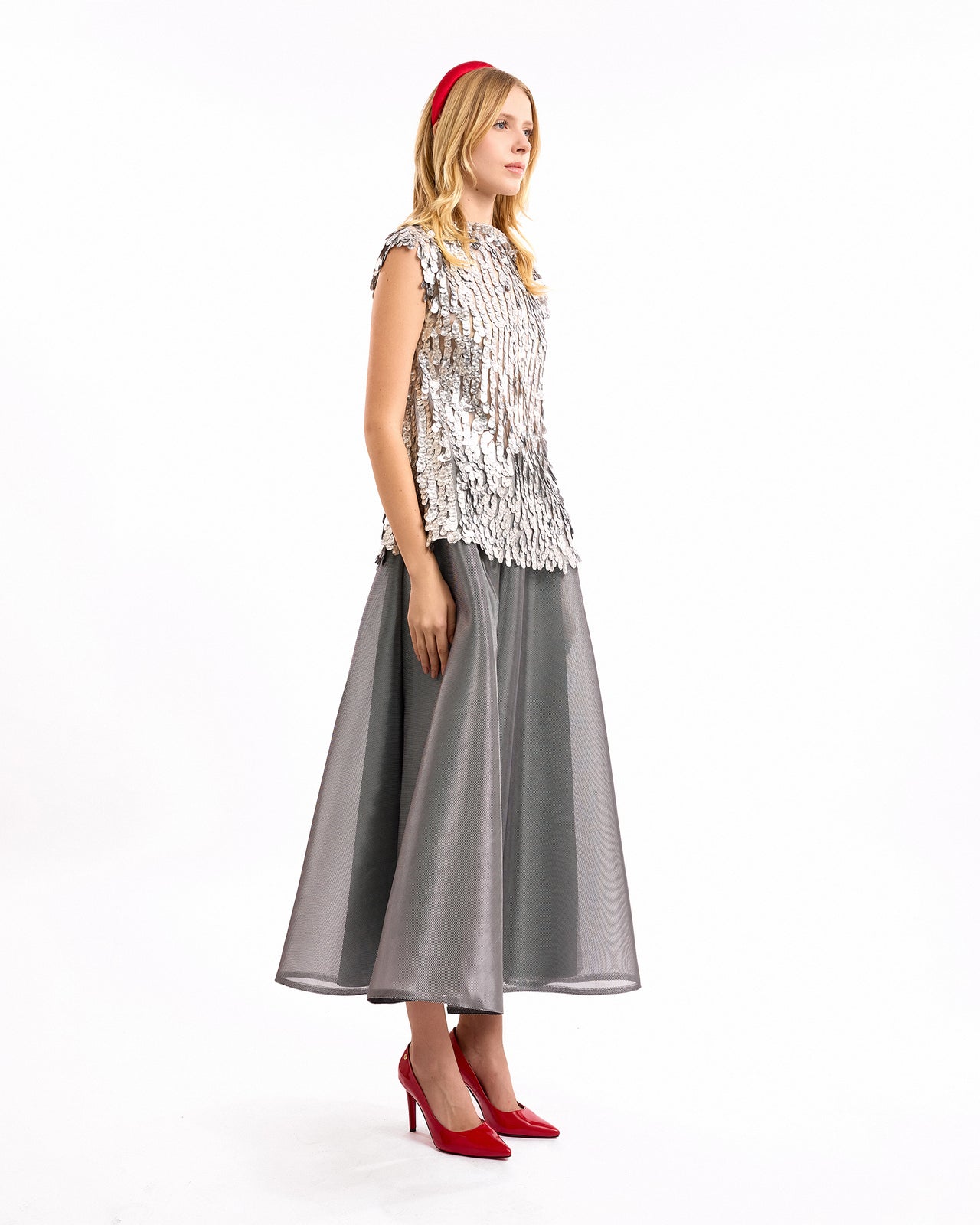 Sequined Top with Midi Skirt