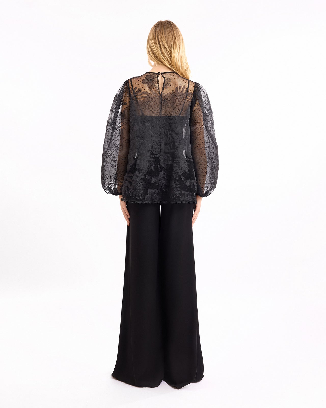 Embroidered Puff Top with Trousers