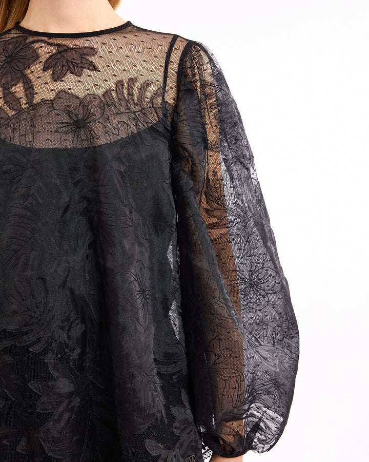 Embroidered Puff Top with Trousers