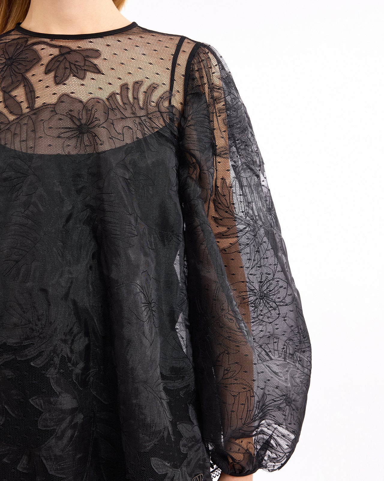 Embroidered Puff Top with Trousers