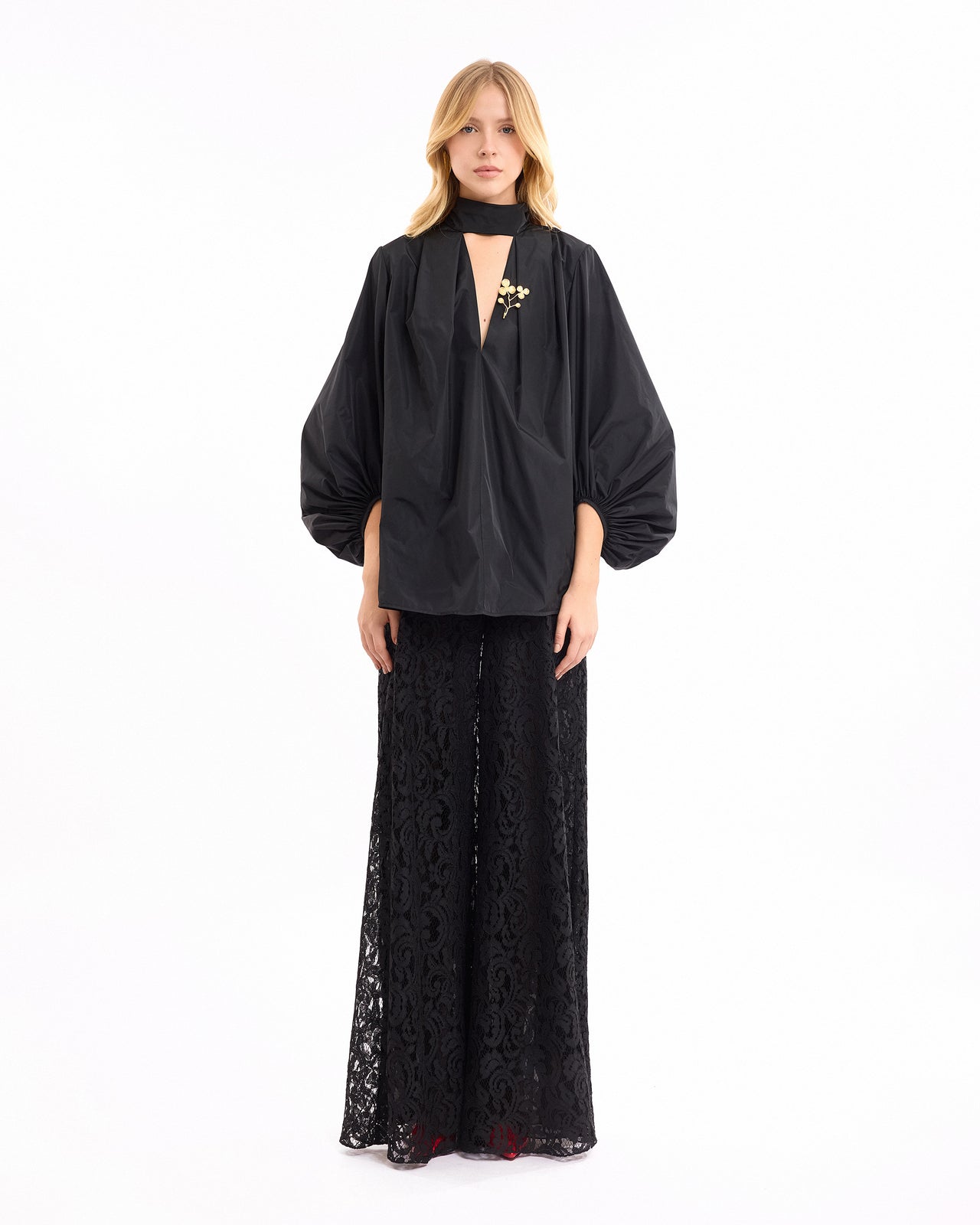 V-Neck Puff Sleeve Set