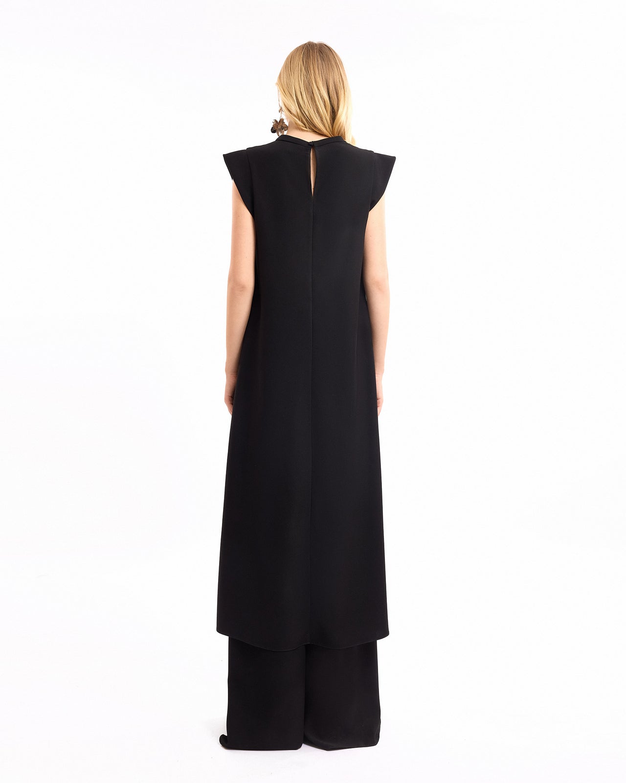 High-Neck Top with Wide-Leg Trousers