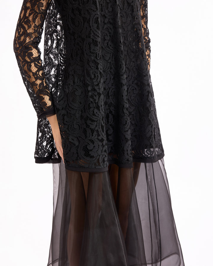 Sheer Lace Top with Midi Dress