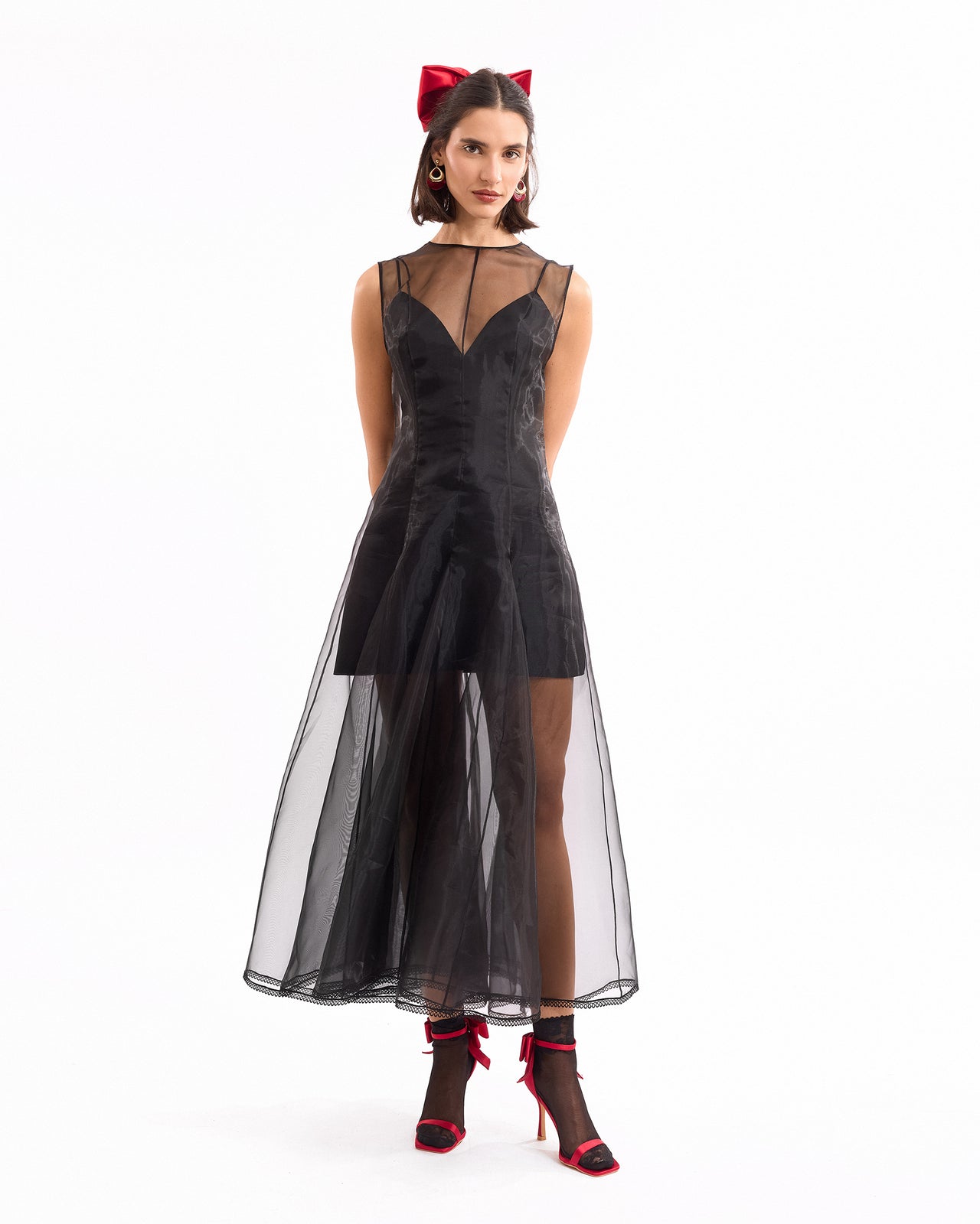 Sheer Organza Midi Dress