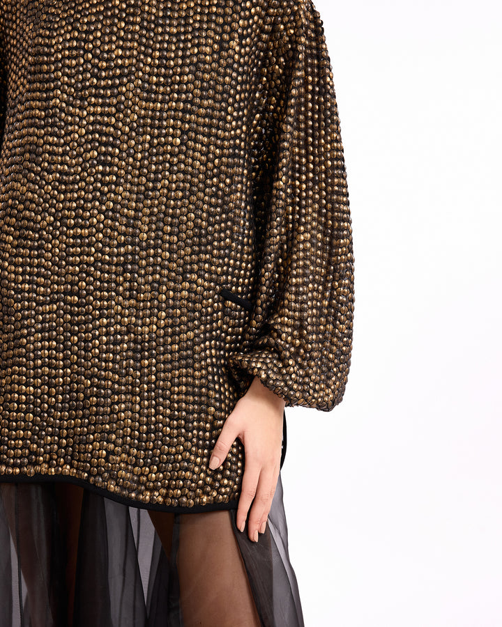 Studded with Organza Midi Dress