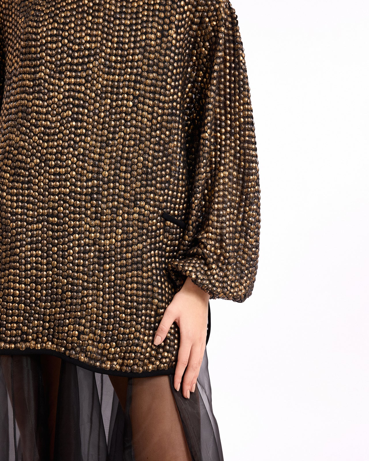 Studded with Organza Midi Dress