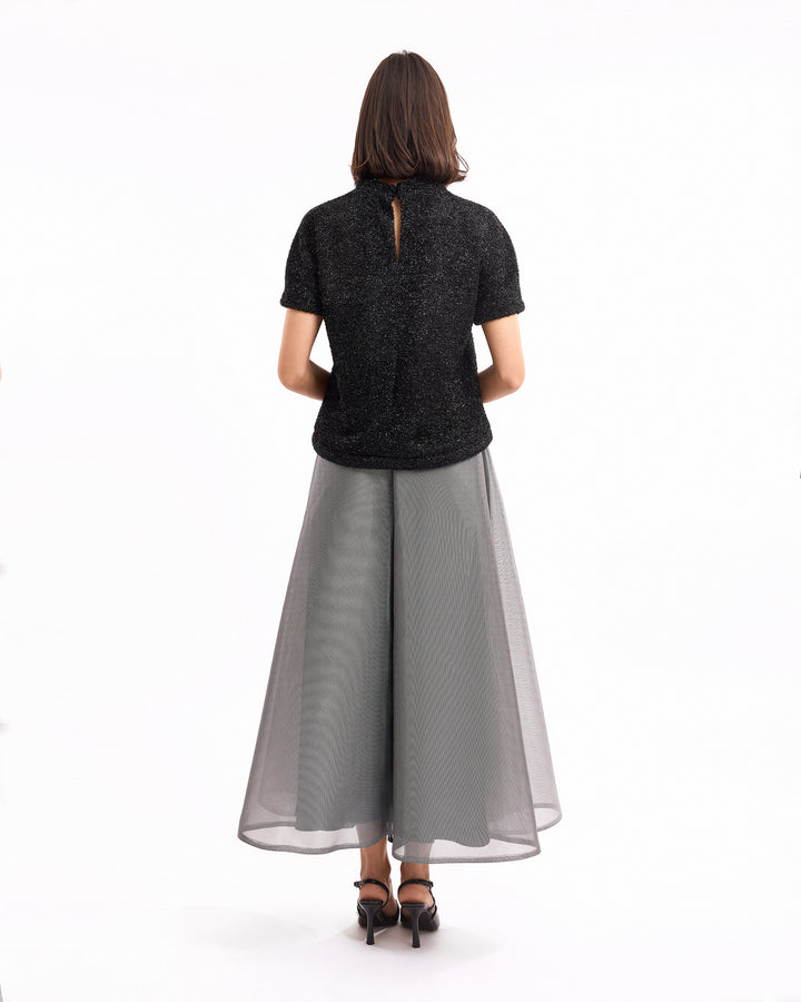 Textured Top with Metallic Skirt