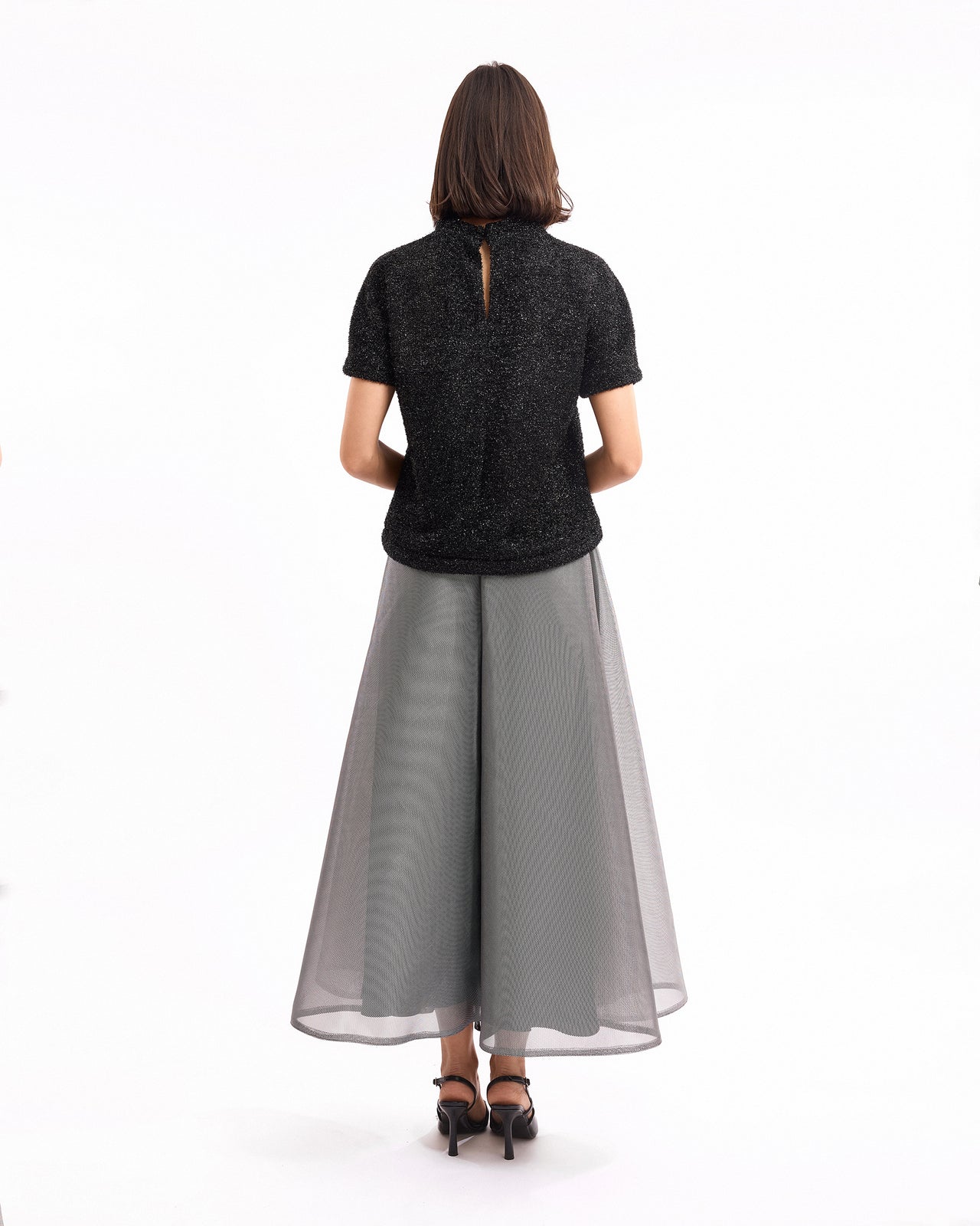 Textured Top with Metallic Skirt