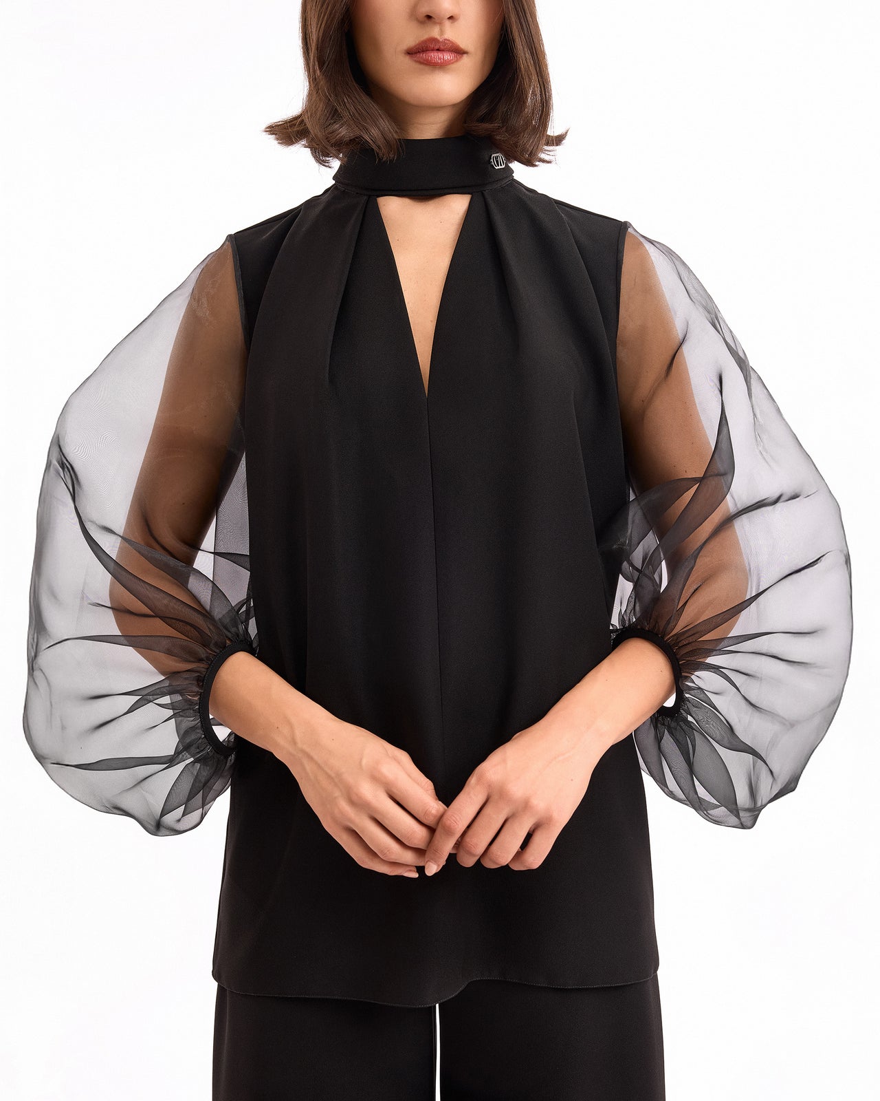 V-Neck Top with Wide-Leg Trousers